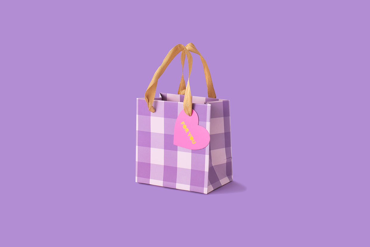 Purple Gingham Gift Bags (3 Sizes)