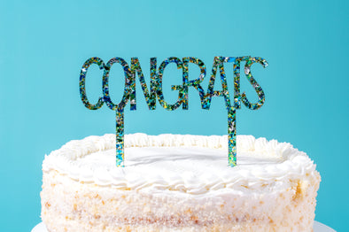 Congrats Blue + Green Cake Topper