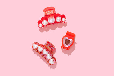 Heart + Pearl Claw Clip