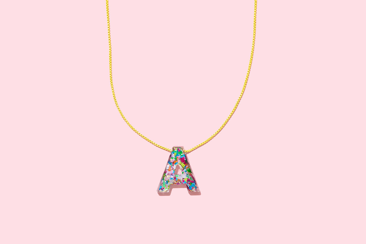 Colorful Confetti Letter Necklaces