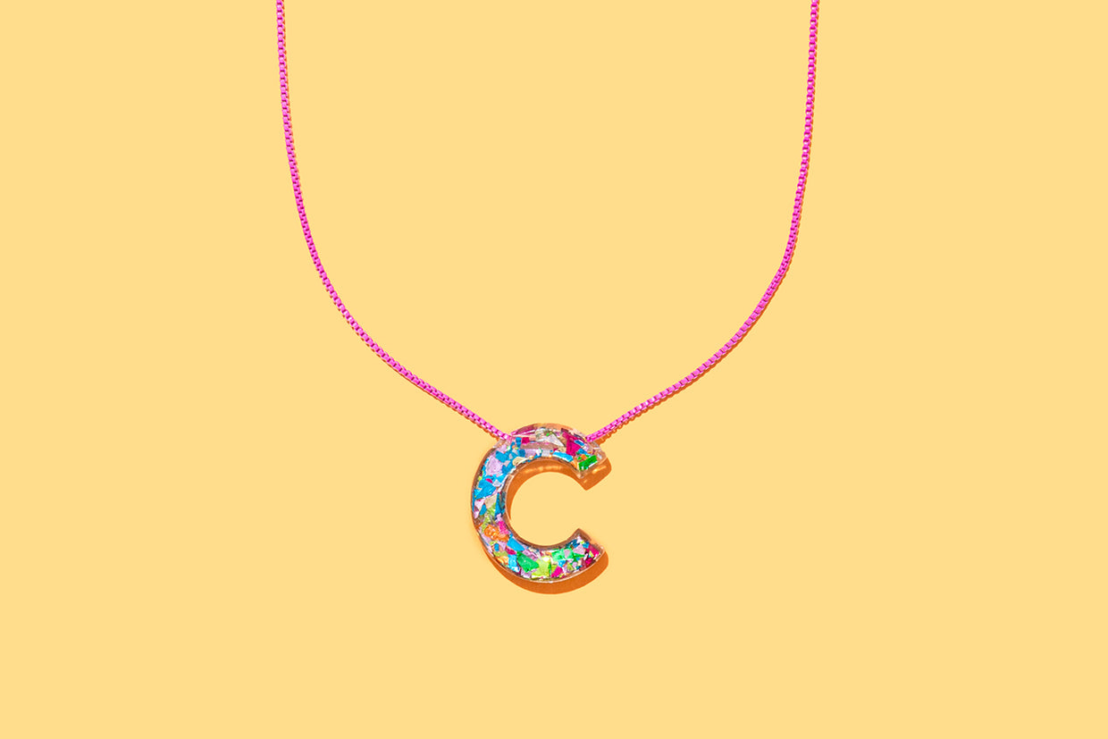 Colorful Confetti Letter Necklaces