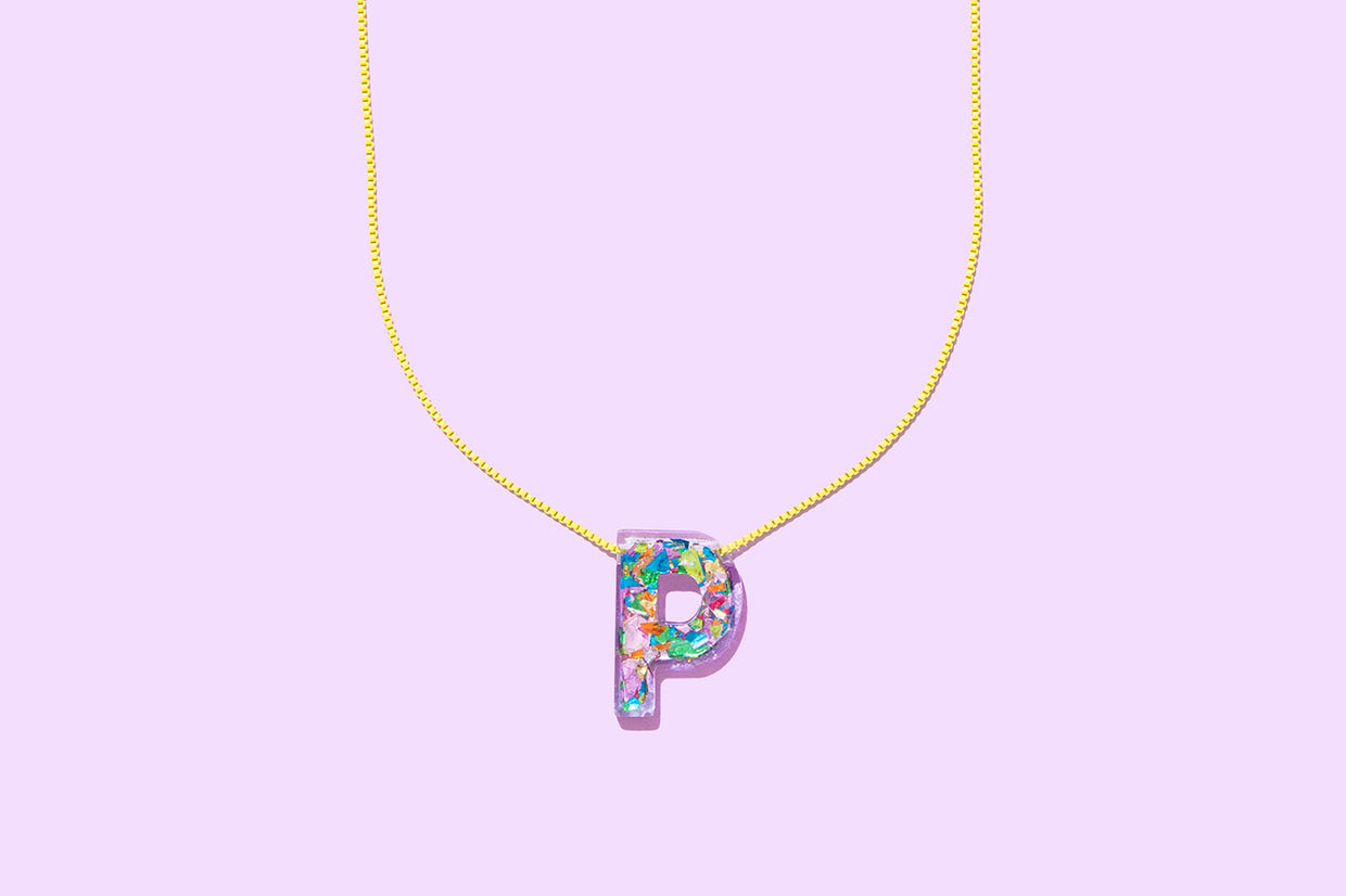 Colorful Confetti Letter Necklaces