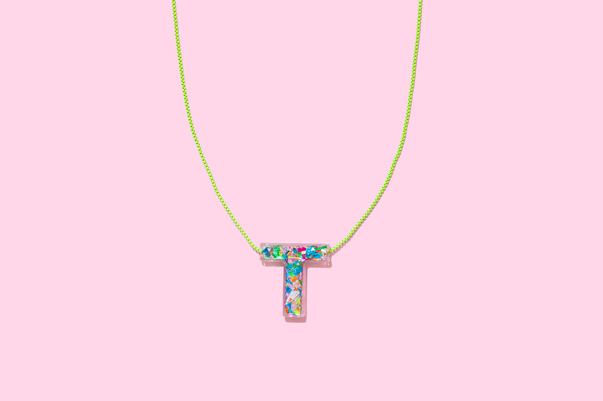 Colorful Confetti Letter Necklaces