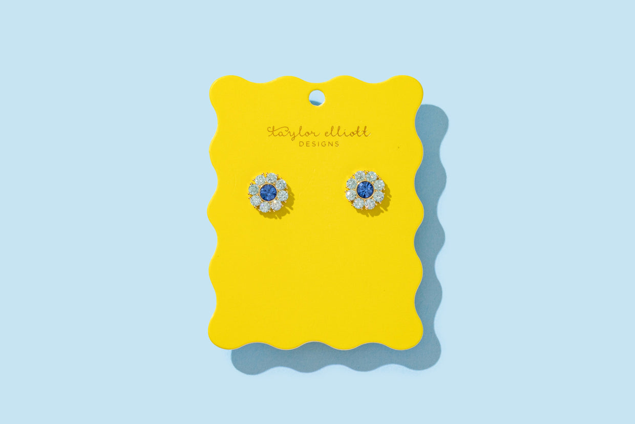 Caroline Flower Blue Studs