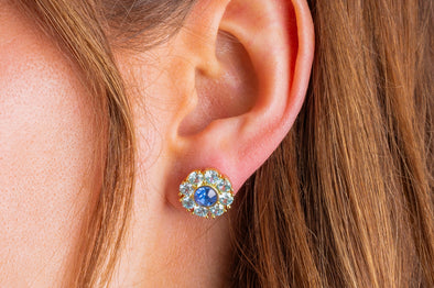 Caroline Flower Blue Studs