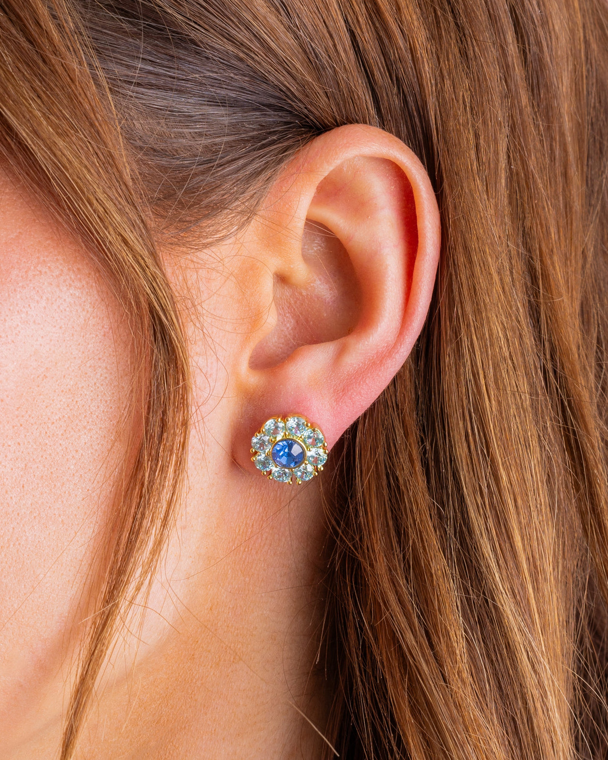 Caroline Flower Blue Studs