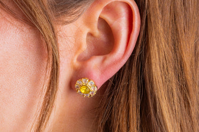 Caroline Flower Yellow Studs