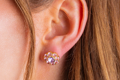 Caroline Flower Purple Studs