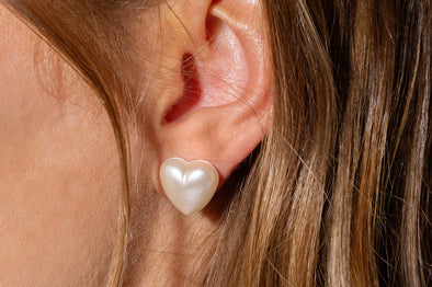 Meredith Pearl Heart Stud