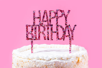 Happy Birthday Pink Cake Topper