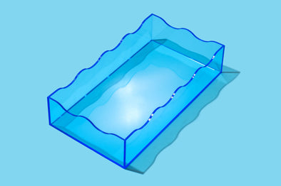 Blue Rectangle Wavy Tray