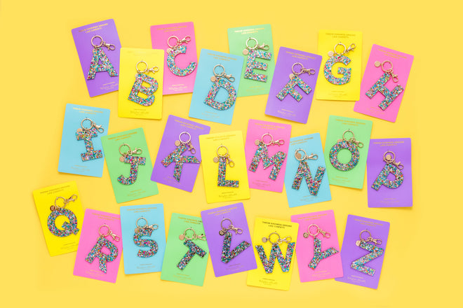 Colorful Confetti Letter Keychains