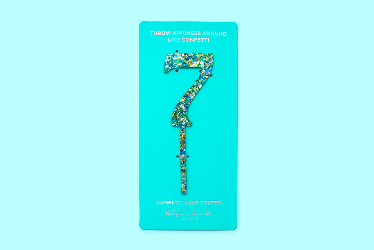 Blue + Green Confetti Cake Topper Numbers (0-9)