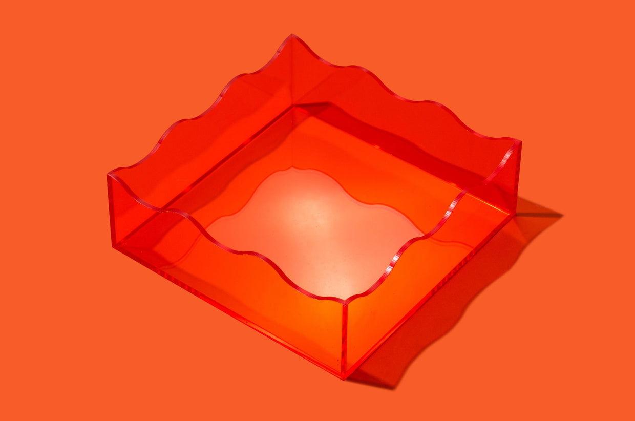 Orange Square Wavy Tray