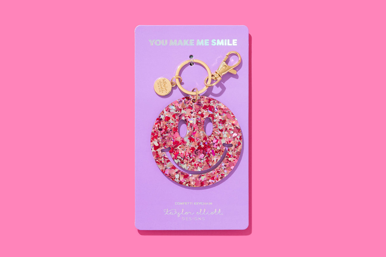 Smiles Pink Confetti Keychain