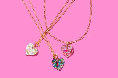 Colorful Confetti Heart Necklace