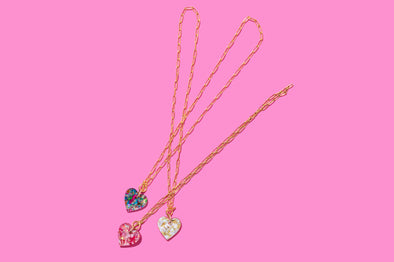 Colorful Confetti Heart Necklace