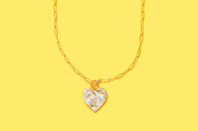 Pearl Confetti Heart Necklace