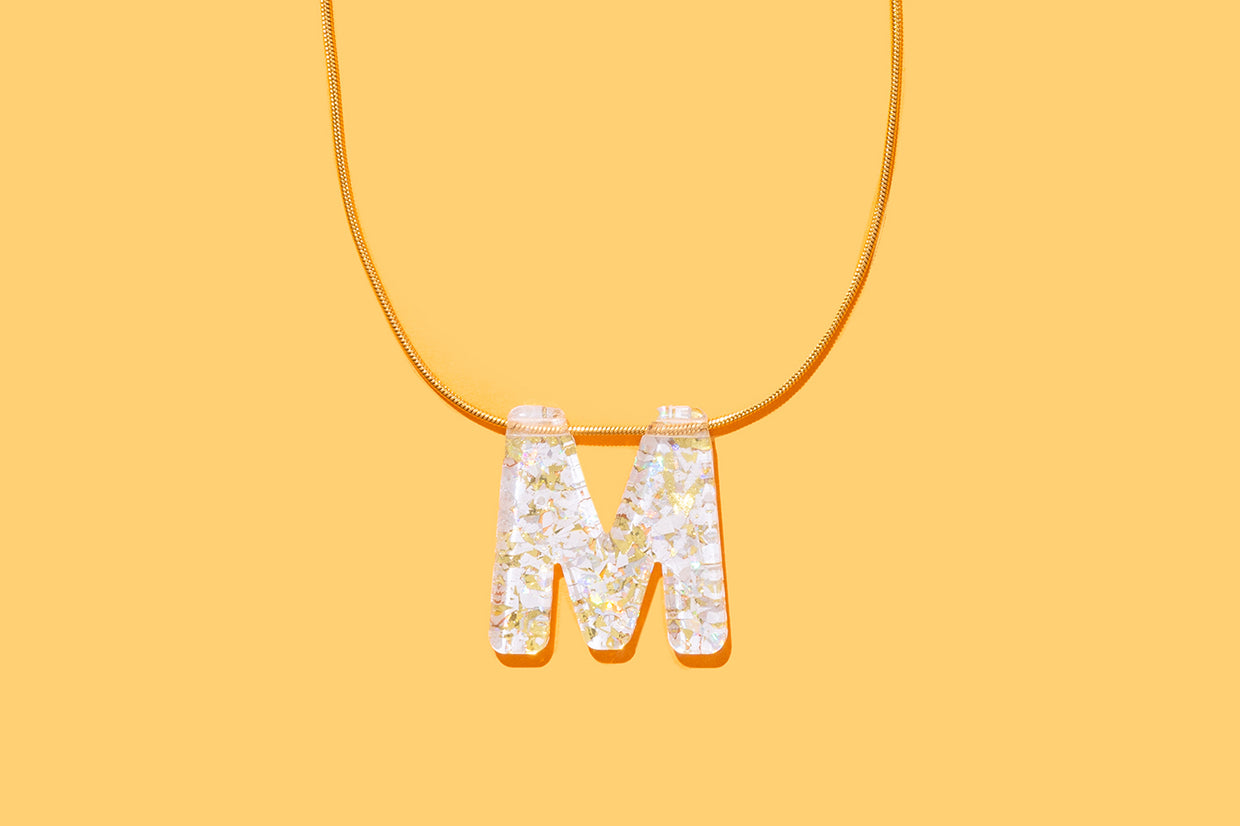 Pearl Confetti Letter Necklaces