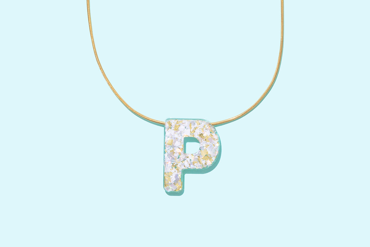 Pearl Confetti Letter Necklaces