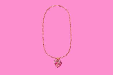 Pink Confetti Heart Necklace