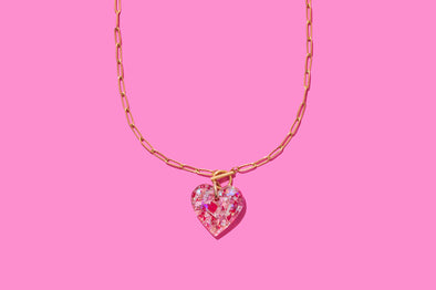 Pink Confetti Heart Necklace