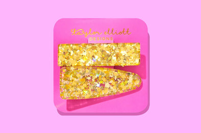Gold Confetti Hair Clip Set
