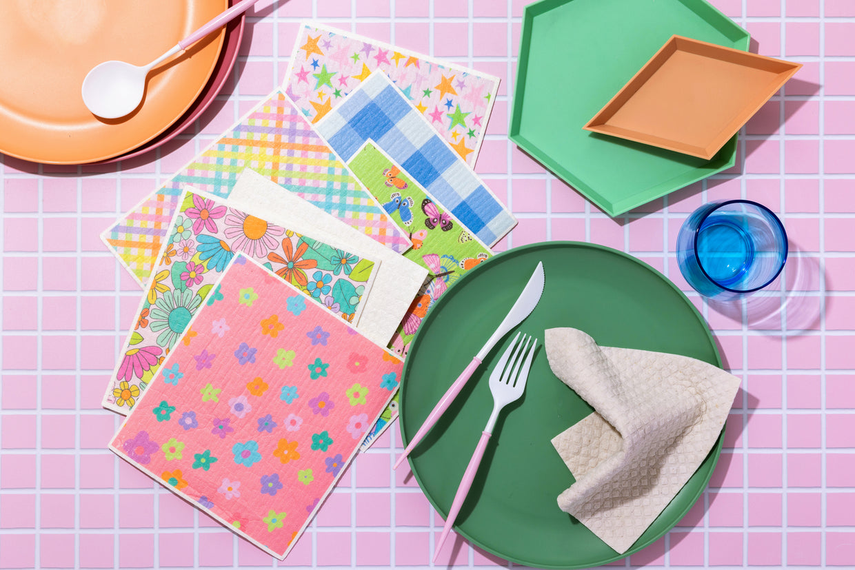 Blue Gingham Biodegradable Dish Cloth