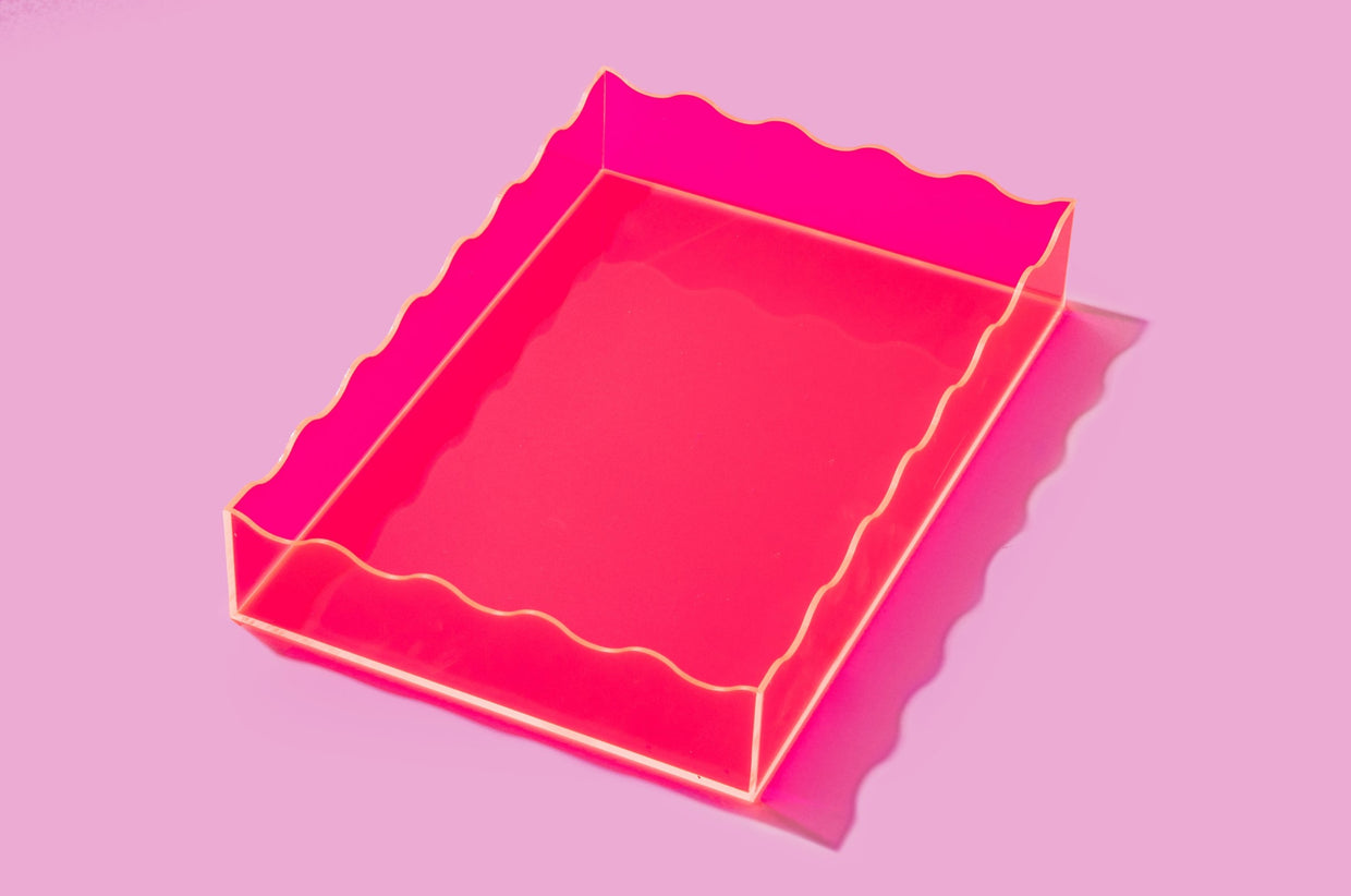 Hot Pink Rectangle Tray - Medium