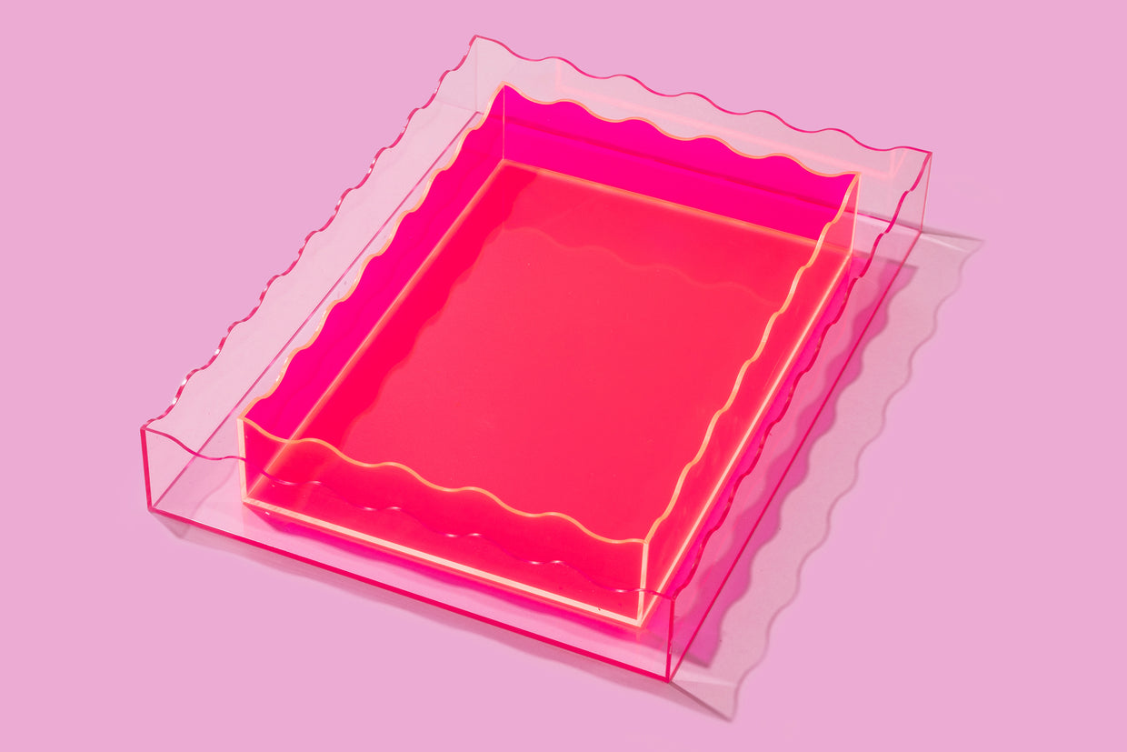 Hot Pink Rectangle Tray - Medium