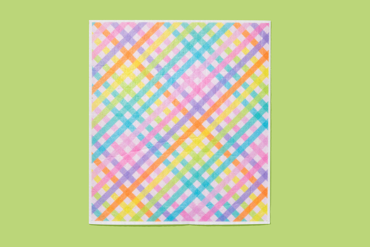 Colorful Gingham Biodegradable Dish Cloth