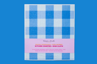 Blue Gingham Biodegradable Dish Cloth