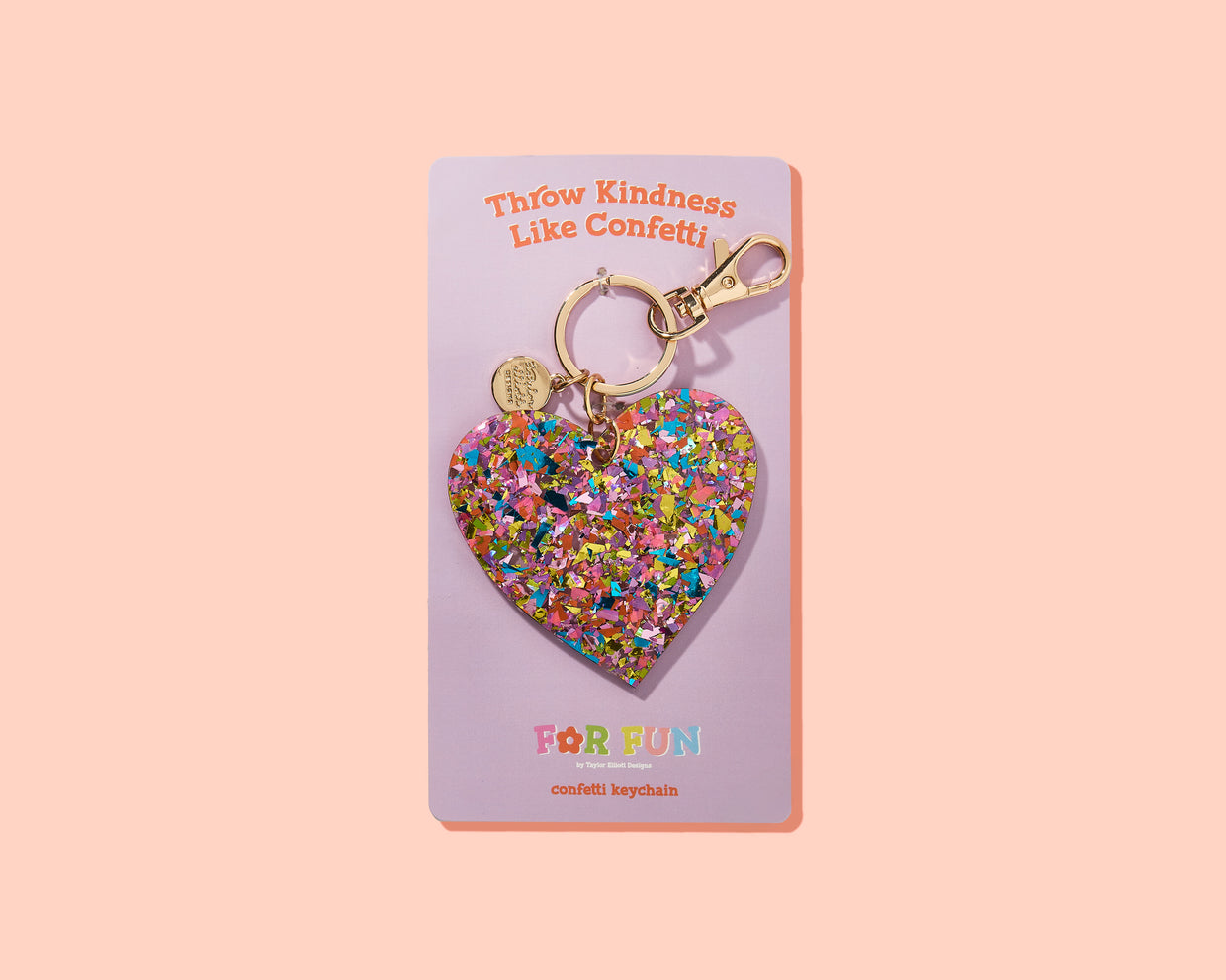 For Fun - Happy Confetti Heart Keychain