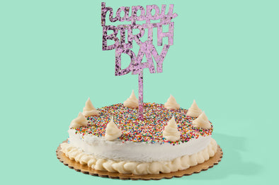 For Fun - Happy Birthday Purple Confetti Cake Topper