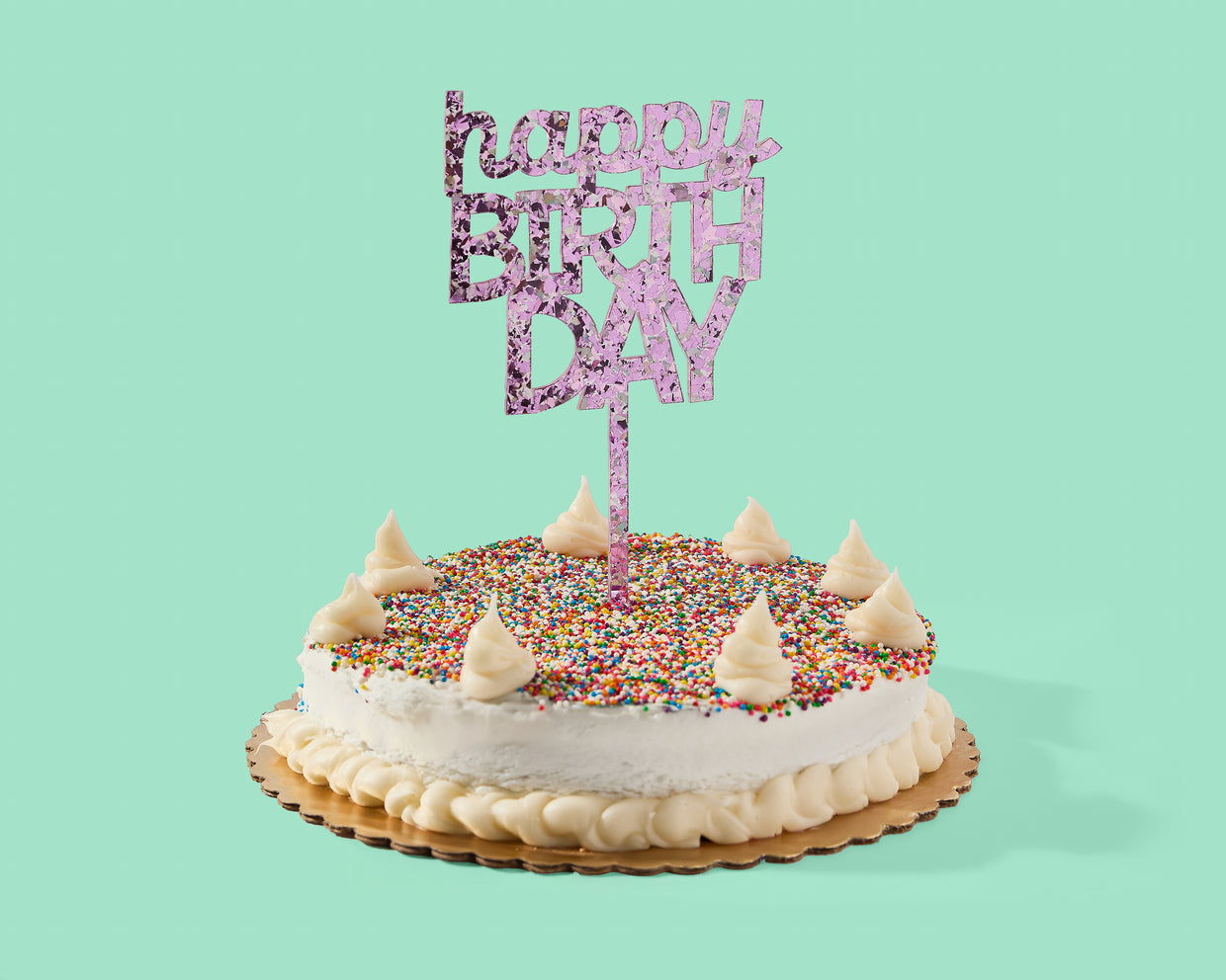 For Fun - Happy Birthday Purple Confetti Cake Topper