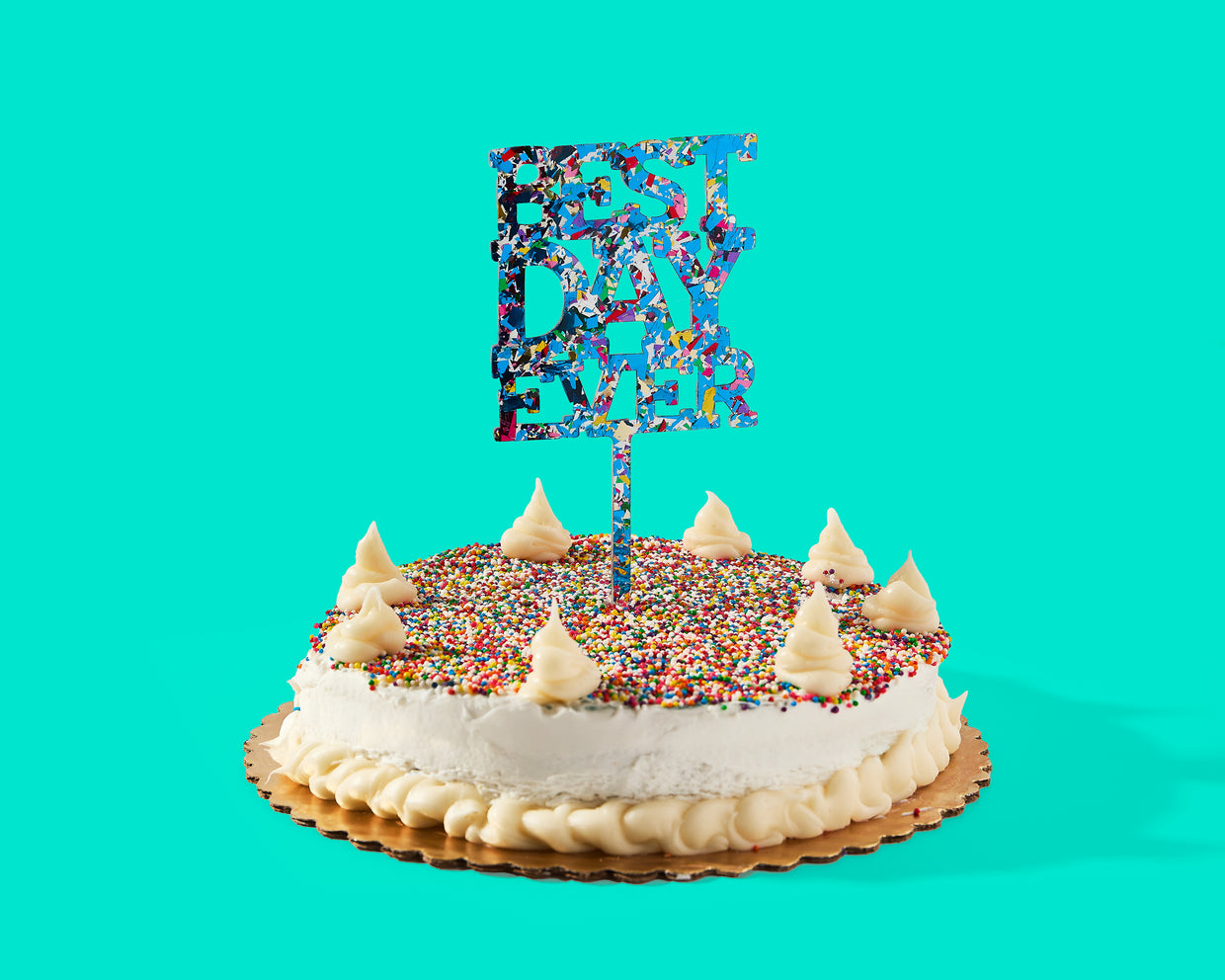 For Fun - Best Day Ever Blue Confetti Cake Topper