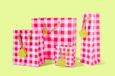 Red + Pink Gingham Gift Bags (3 sizes)
