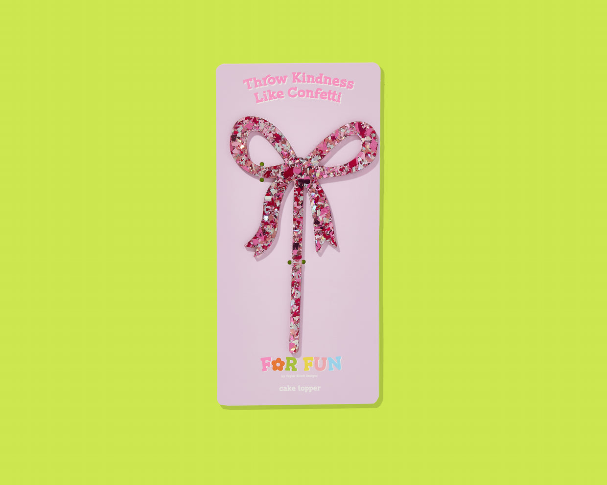 For Fun - Pink Bow Confetti Cake Topper