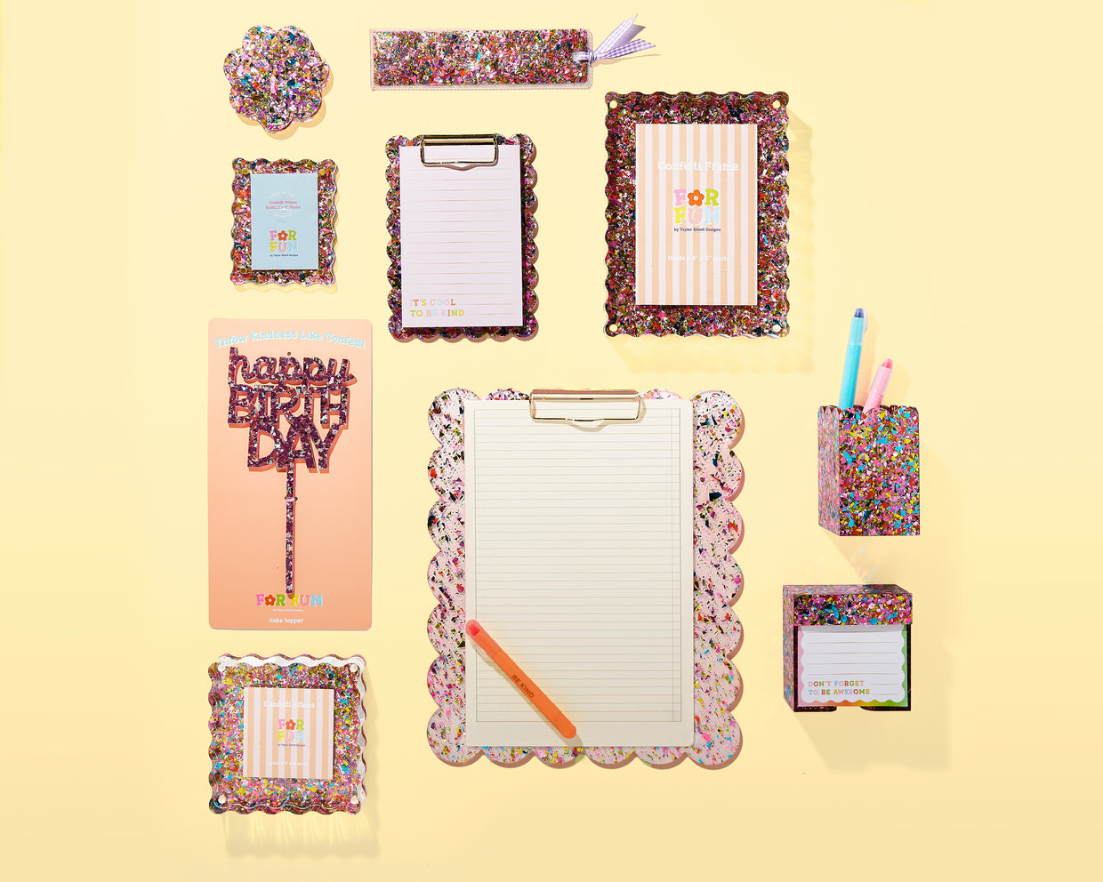 For Fun - Happy Confetti Mini Clipboard + Notepad