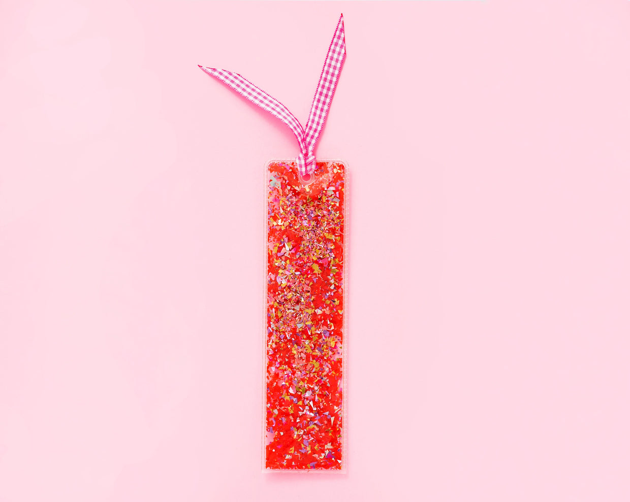 Red + Pink Confetti Bookmark