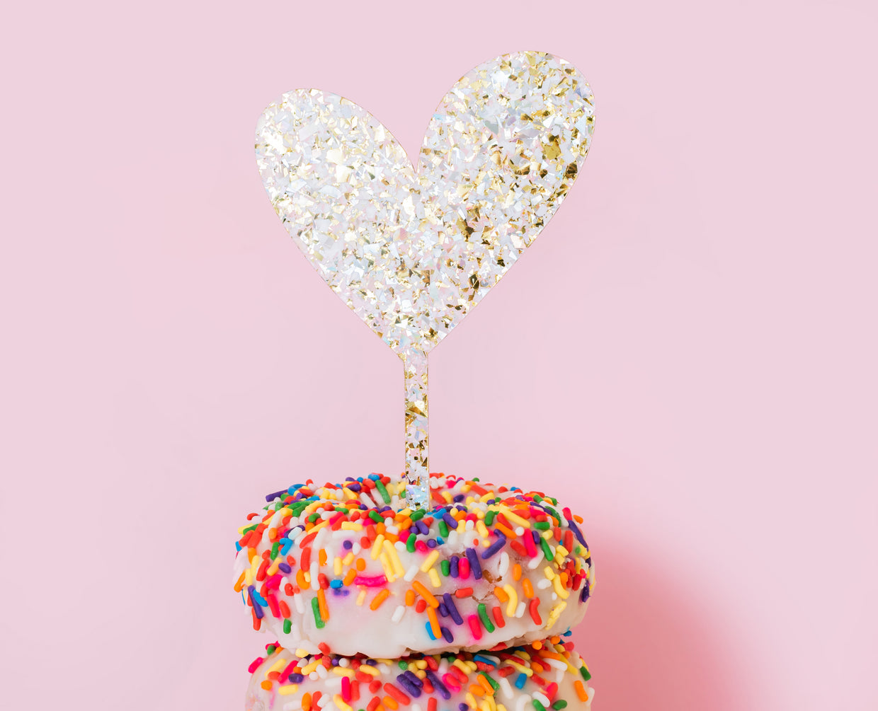 Pearl Confetti Cake Topper - Heart