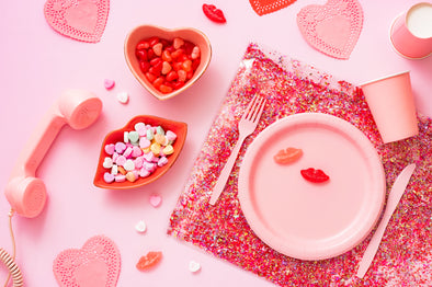Red + Pink Confetti Placemat + Desk Mat