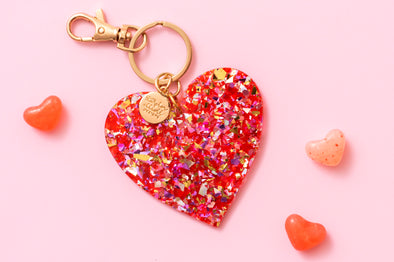 Vday Heart Confetti Keychain